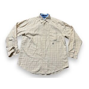 Tommy Hilfiger Medium Men's Long Sleeve Button Up Shirt‎ Brown Plaid